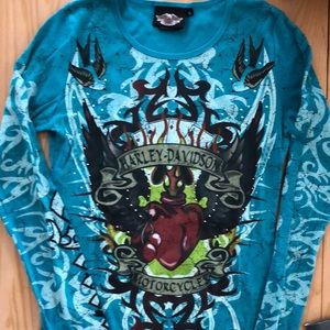 Longsleeve turquoise small  Harley Davidson shirt